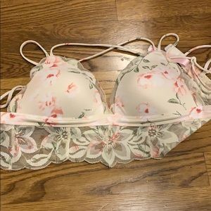 Pink push-up floral print bralette!!